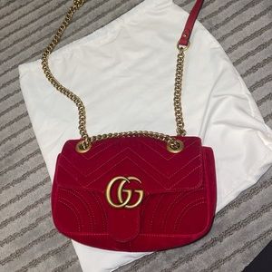 Gucci Marmont in red velvet